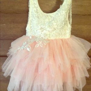 Lace & Tulle Ivory & Blush Flower Girl Dress